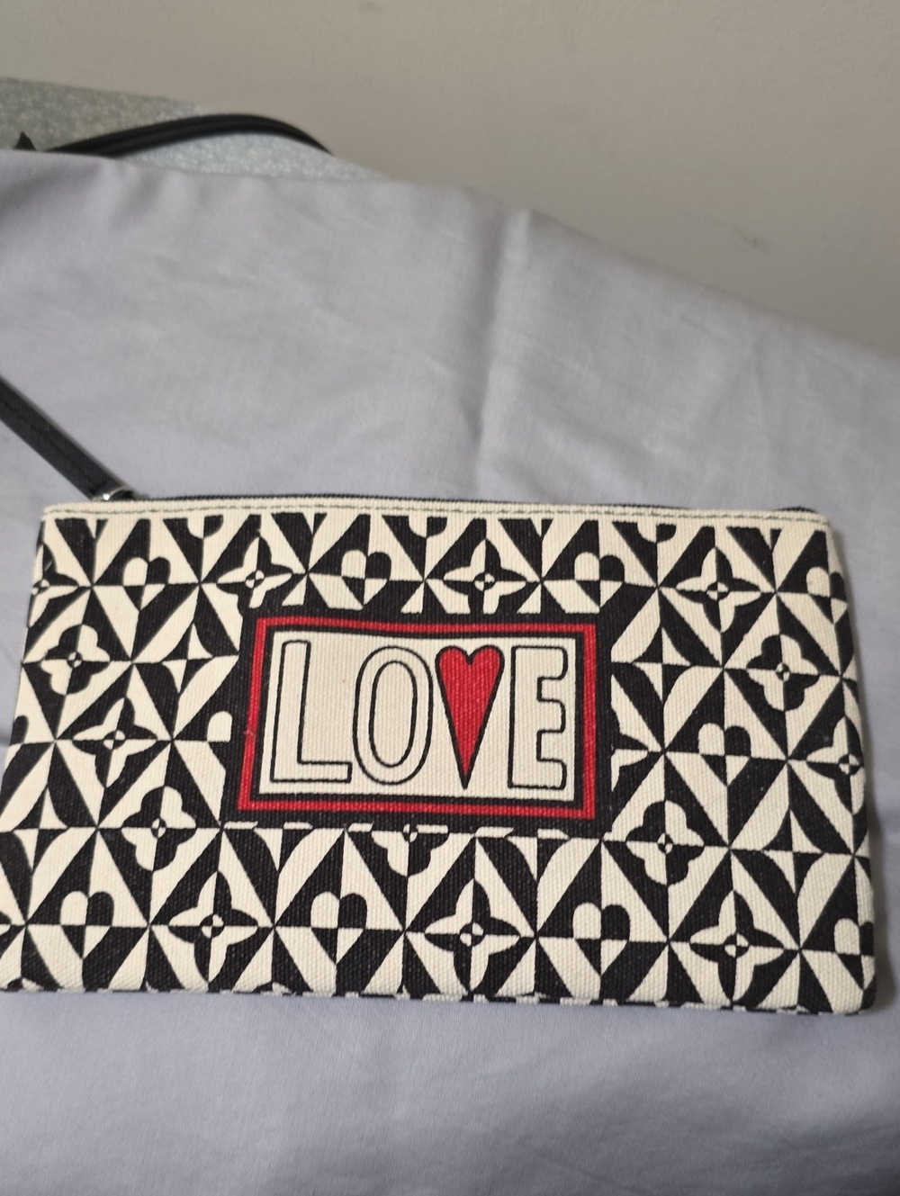 Brighton Black & White LOVE accessory Bag with Red Accent